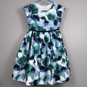Gymboree Dressed Up Girls Dress Size 8 Satin Floral Party Taffeta Tulle Lined